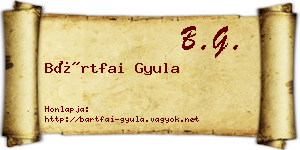 Bártfai Gyula névjegykártya